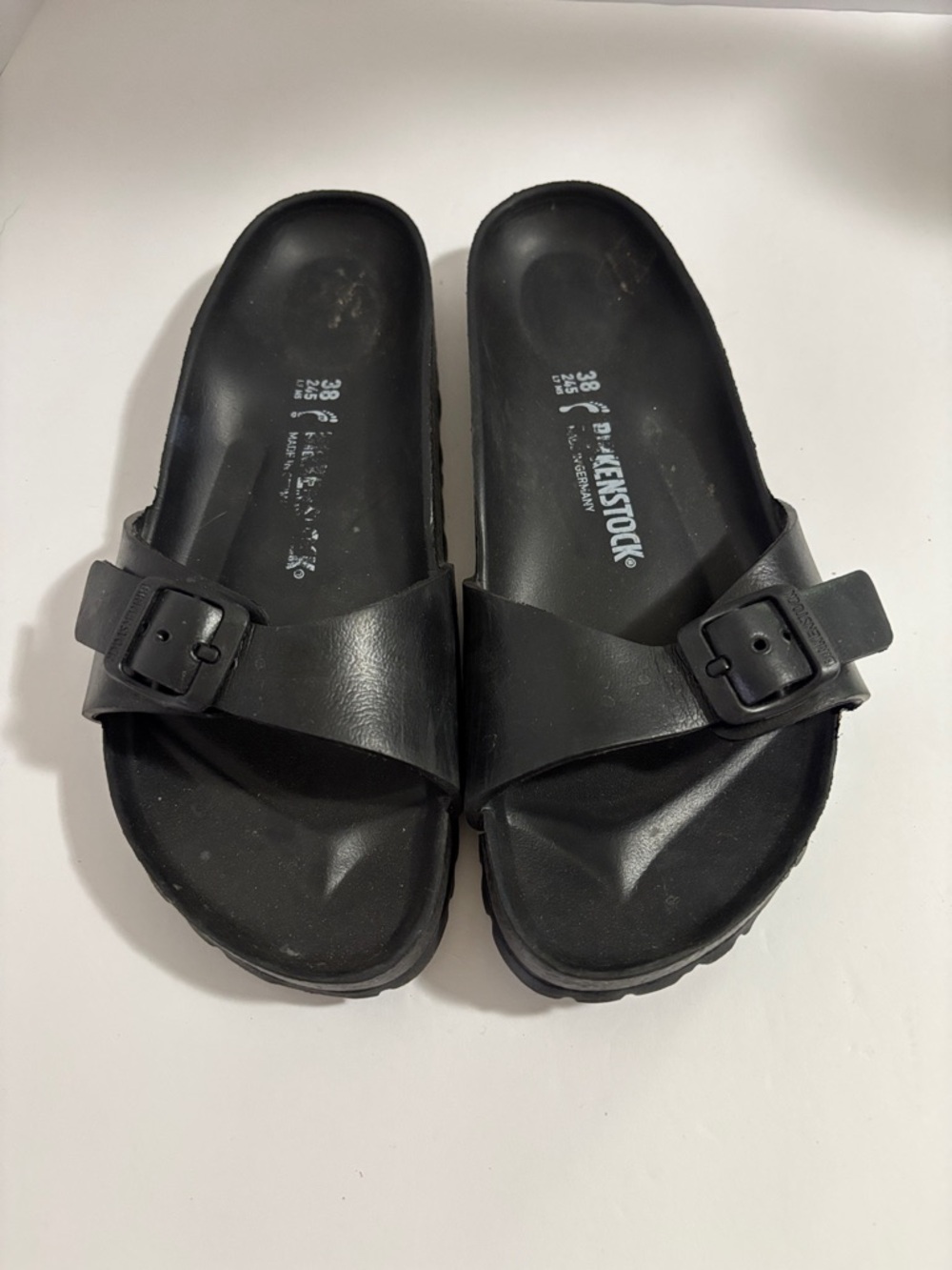 Birkenstock Black Single Strap Madrid Slides Sz 7 VGUC